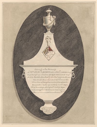 Minnesmärke till fru Elizabeth Lardner, från Stanwell Church av Daniel Lysons