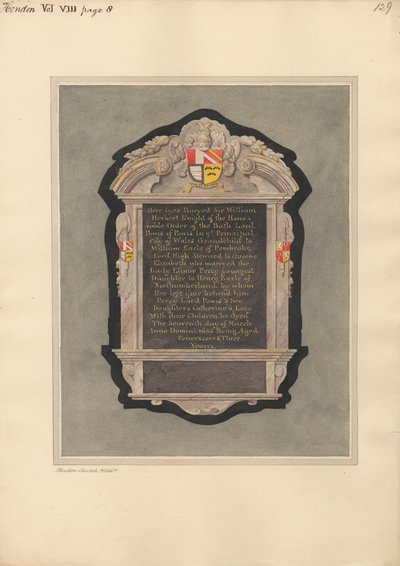 Minnesmärke till Sir William Herbert från Hendon Church av Daniel Lysons