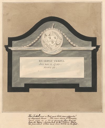 Minnesmärke till en poet, Richard Tickell från Hampton Church av Daniel Lysons
