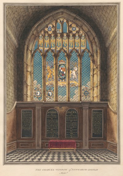 Chancell Window of Hanworth Church av Daniel Lysons