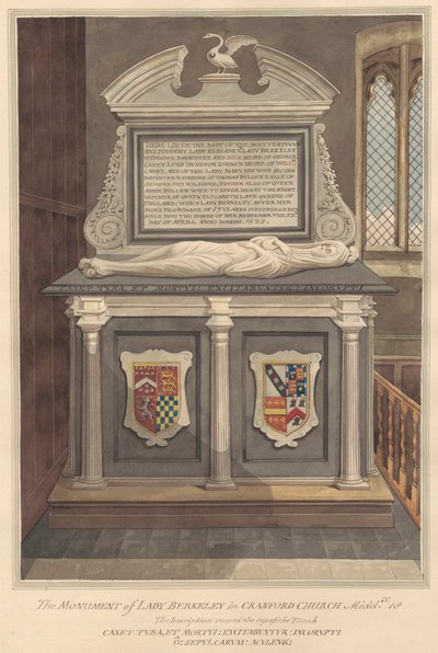Lady Elizabeth Berkeleys grav från Cranford Church av Daniel Lysons