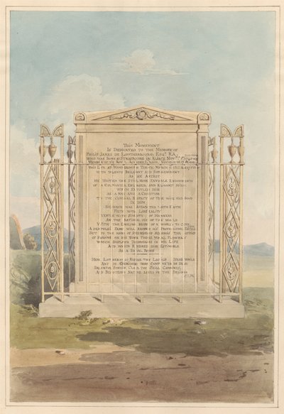 Tomb av Philip James de Loutherbourg, från Chiswick Churchyard av Daniel Lysons