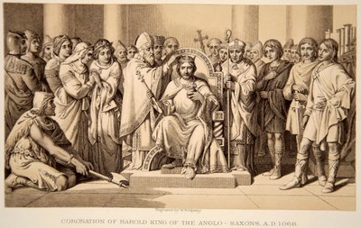 Harold II:s kröning 1066, graverad av W. Ridgeway av Daniel Maclise