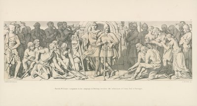 Harold, Williams följeslagare i hans kampanj i Bretagne, tar emot underkastelsen av Conan, jarl av Bretagne av Daniel Maclise