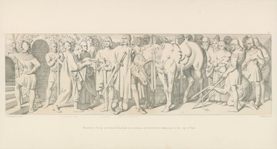 Samtidigt vinner Tostig och Harold Hardrada och får inlämnandet av staden York av Daniel Maclise