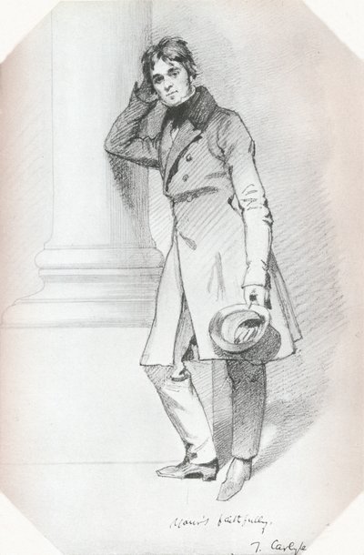 Porträtt av Thomas Carlyle, historiker och filosof, c1830 av Daniel Maclise