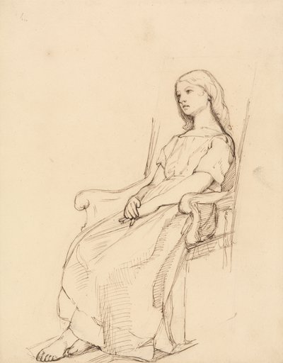 Studie av en sittande ung flicka av Daniel Maclise