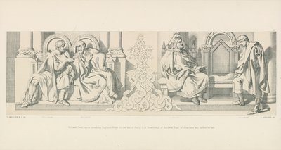 William, böjd för att invadera England; ber om hjälp av Filip I av Frankrike och Baldwin jarl av Flandern hans svärfar av Daniel Maclise