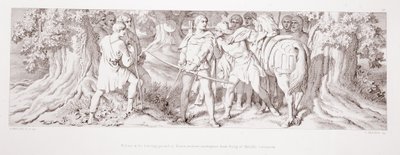 William, på sin jaktmark i Rouen, får underrättelser från Tostig av Harolds kröning, från 