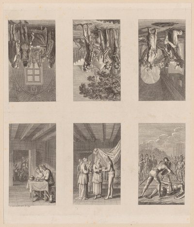 6 blad om ”Preussisk-brandenburgisk statshistoria” av Daniel Nikolaus Chodowiecki