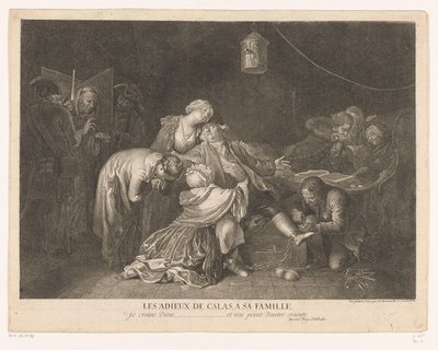 Farväl till Jean Calas i fängelset Les adieux de Calas, a sa famille (titel på objekt) av Daniel Nikolaus Chodowiecki