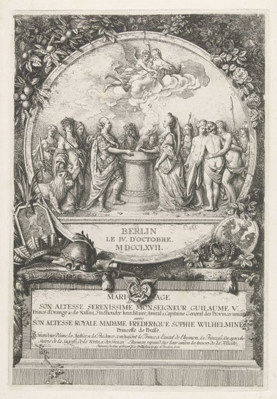 Allegori över äktenskapet mellan Vilhelm V och Wilhelmina av Preussen, 1767 Mariage de Son Altesse Serenissime Monseigneur Guillaume V. Prince d