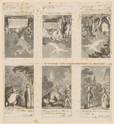 Blad 4-9 till Shakespeares ”Stormen” av Daniel Nikolaus Chodowiecki