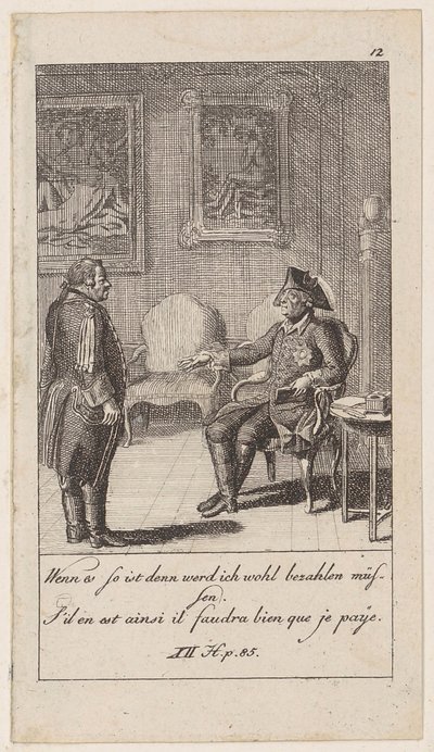 Blad 12 till "Anekdoter och karaktärsdrag hos Fredrik II, kung av Preussen" av Daniel Nikolaus Chodowiecki