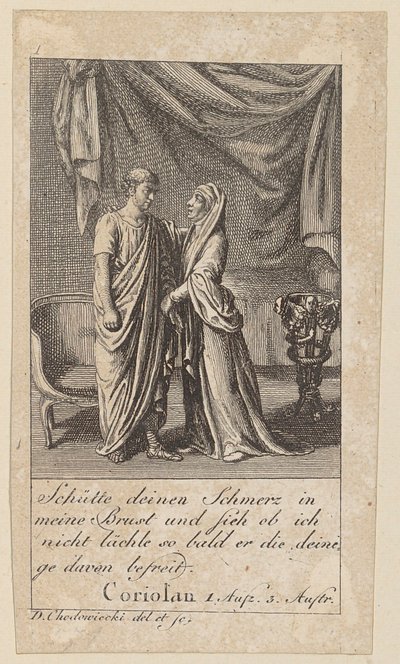 Blad 1 till Shakespeares "Coriolanus" av Daniel Nikolaus Chodowiecki