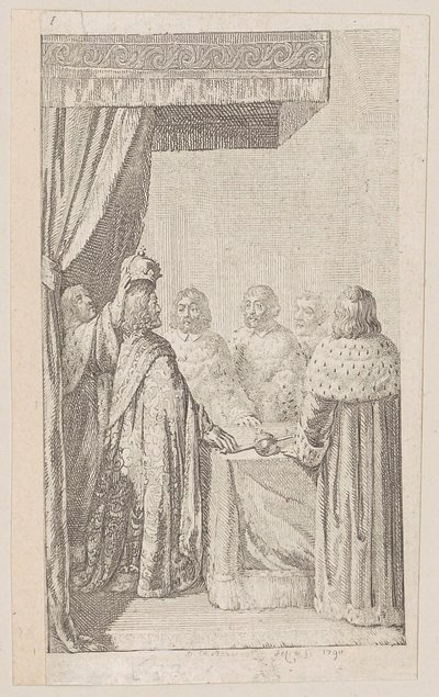 Blad 1 till "Preussisk-brandenburgsk statshistoria", andra delen av Daniel Nikolaus Chodowiecki