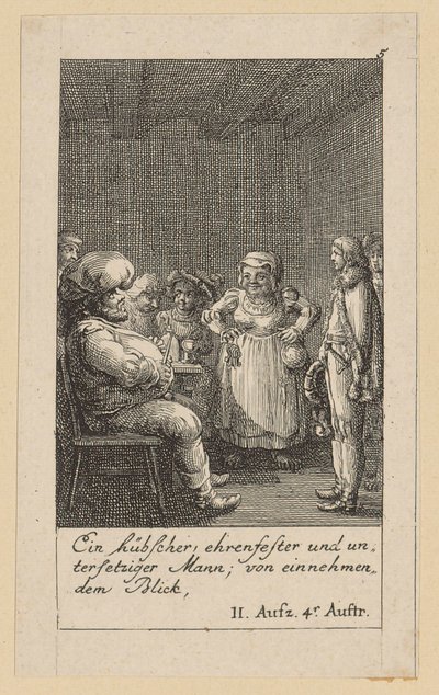 Blad 5 till Shakespeares "Kung Henrik den fjärde" av Daniel Nikolaus Chodowiecki