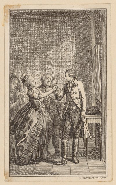 Blad 7 till Duschs ”Carl Ferdiners historia” av Daniel Nikolaus Chodowiecki
