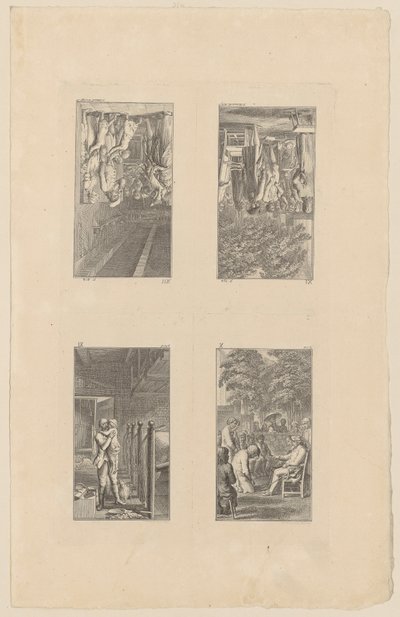 Sidorna 9–12 ur Pestalozzis *Lienhard och Gertrud* av Daniel Nikolaus Chodowiecki