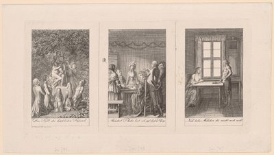 Tre blad till Ehrenbergs "Fickbok [...] för 1795" av Daniel Nikolaus Chodowiecki