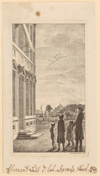 Första sidan ur Schulzes ”Elementarbuch der lateinischen Sprache”, Berlin 1779 av Daniel Nikolaus Chodowiecki