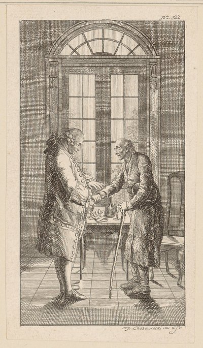 Herr v. G. sträcker fram handen mot den gamle mannen av Daniel Nikolaus Chodowiecki