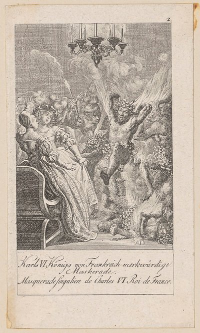 Märklig maskerad av Karl VI av Frankrike, blad 2 ur serien ”Antik, medeltida och modern historia” av Daniel Nikolaus Chodowiecki