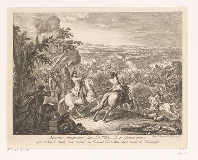 General Rumyantsevs seger i slaget vid Cahul, 1770 Victoire remportée sur les Turces Le 1.r Aout 1770 par l