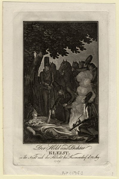 Poeten Ewald von Kleist vid slaget vid Kunersdorf, den 12 augusti 1759, ca 1759 av Daniel Nikolaus Chodowiecki