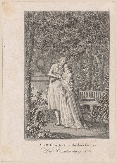 Titelkopparstick till "Frieriet" av W. G. Becker av Daniel Nikolaus Chodowiecki