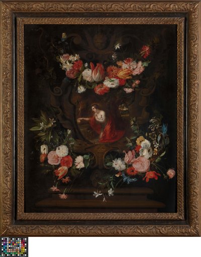 Blomkrans med Maria Magdalena av Daniel Seghers