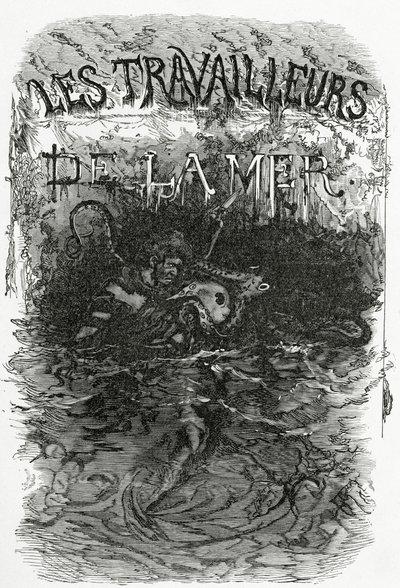 Illustration till romanen The Laborers of the Sea, 1800-talet (bw-gravyr) av Daniel Urrabieta Vierge