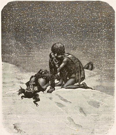 Mannen som skrattar - Gwynplaine och Little Dea, av Daniel Vierge av Daniel Vierge