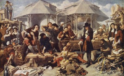 Peter den store på Deptford Dockyard, London av Daniel after Maclise