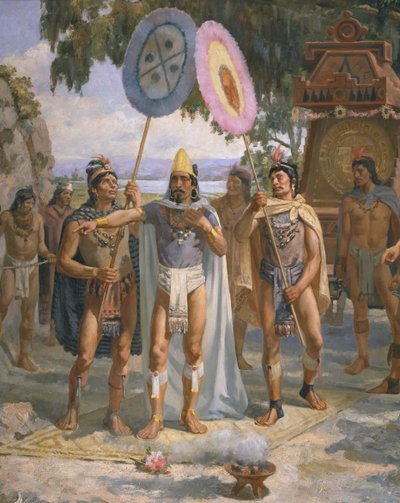 Kejsar Montezuma II (c.1470-1520) vid Chapultepec av Daniel del Valle