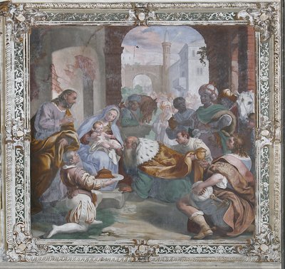 Tillbedjan av Magi (fresk) av Daniele Crespi