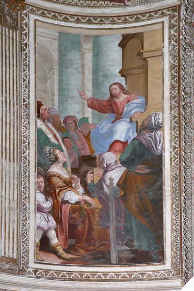 Jesus predikar i templet av Daniele Crespi