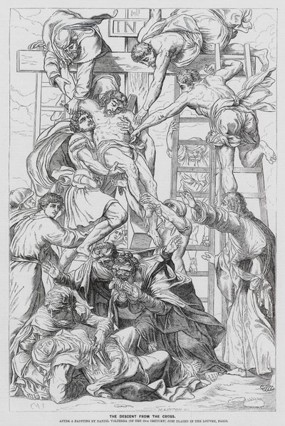 Nedtagning från korset (gravyr) av Daniele da Volterra (1509 66) (after)