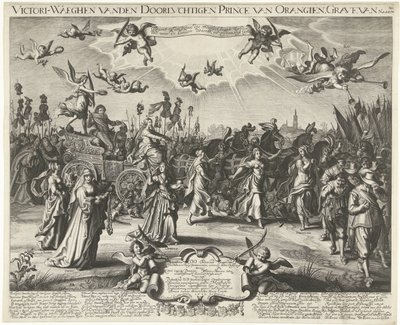 Allegoriskt triumfande inträde av Frederick Henry, 1629 Victori-Waeghen vanden Serene Airways Prince of Orangien, Grave of Nassou etc. (titel på objekt) av Daniël van den Bremden
