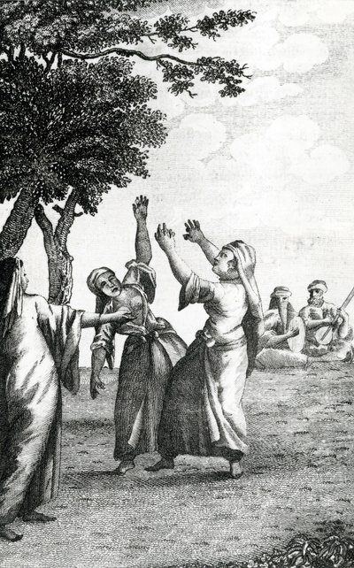 Dansande flickor i Egypten, hämtat från Niebuhrs resor genom Arabien och andra länder i öst, 1792 av Danish School