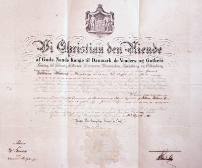 Patent undertecknat av Christian IX av Danmark som utnämnde William Keswick till dansk konsul i Hong Kong, Kina, 1880 av Danish School