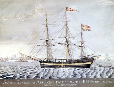 Slership "" Konigin of Asian"" 1803. Helsingörs sjöfartsmuseum, Danmark av Danish School