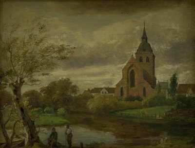 St Knuds kyrka vid floden i Odense. Höst av Dankvart Dreyer
