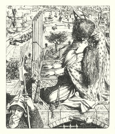 Konstpalatset (gravyr) av Dante Gabriel (after) Rossetti