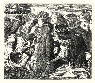 Konstpalatset (gravyr) av Dante Gabriel (after) Rossetti