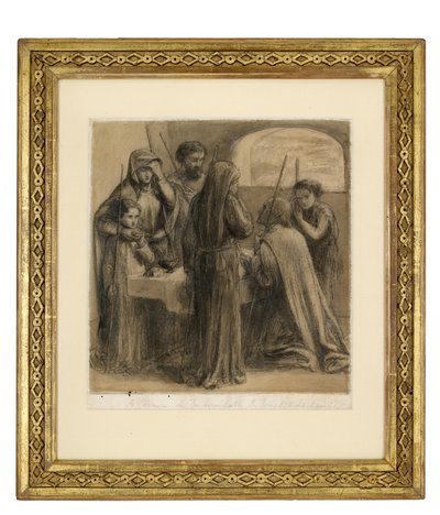 A Passover in the Household of Joseph and Zacharias, c.1850 (grafit och penna och svart bläck och grå tvätt på vitt papper) av Dante Gabriel Charles Rossetti