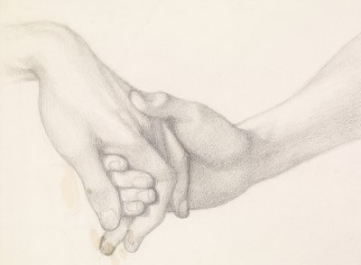 Dantes dröm vid tiden för Beatrices död - Studie av Dante som håller i kärlekens hand av Dante Gabriel Charles Rossetti