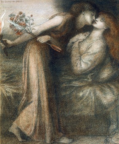 Dantes dröm på Beatrices dödsdag (Io sono i tempo) - Dessin de Dante Gabriel Rossetti (1828-1882) av Dante Gabriel Charles Rossetti
