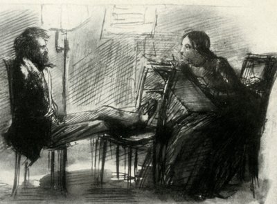 Elizabeth Siddal teckning Rossetti, 1853, 1947. av Dante Gabriel Charles Rossetti