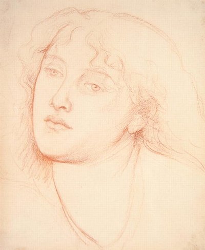 Huvudet på en kvinna (röd krita på papper) av Dante Gabriel Charles Rossetti